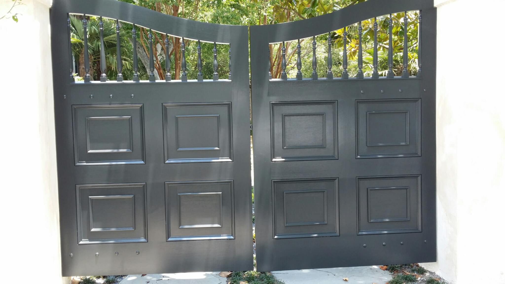 Custom wooden front door with decorative glass in Charleston by MW Millworks